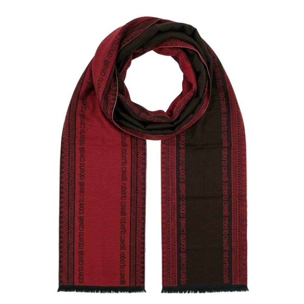 Roberto Cavalli ESZ062 02000 Red Wool Blend Signature Mens Scarf